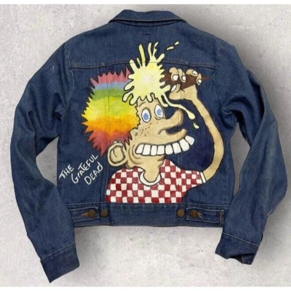 Vintage Grateful Dead Ice Cream Kid Denim Jacket 1970s Size 18 Wrangler No Fault